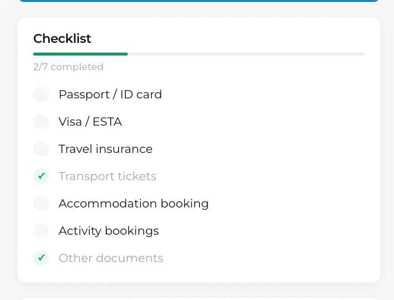 Le coffre à documents et la checklist du voyage